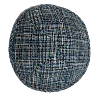 Кипа твидовая голубая в чёрную полоску, диаметр 17 см