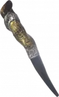 Eland shofar, silver and gold plated, menorah pattern, handmade