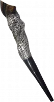 Eland shofar, silver and gold plated, menorah pattern, handmade_1