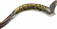 Shofar kudu plated with silver and gold, with the pattern of the City of David, with the Hebrew inscription City of David, handmade_3