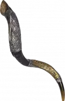 Silver-plated shofar, menorah pattern, handmade_1