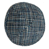 Кипа твидовая голубая в чёрную полоску, диаметр 17 см