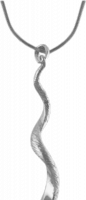 Necklace and pendant in the shape of a shofar kudu, silver color