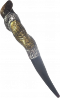 Eland shofar, silver and gold plated, menorah pattern, handmade