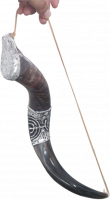 Small kudu shofar, anointing oil, silver plated, with a menorah pattern , handmade_1