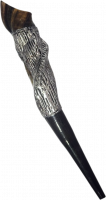 Eland shofar, silver and gold plated, menorah pattern, handmade_1